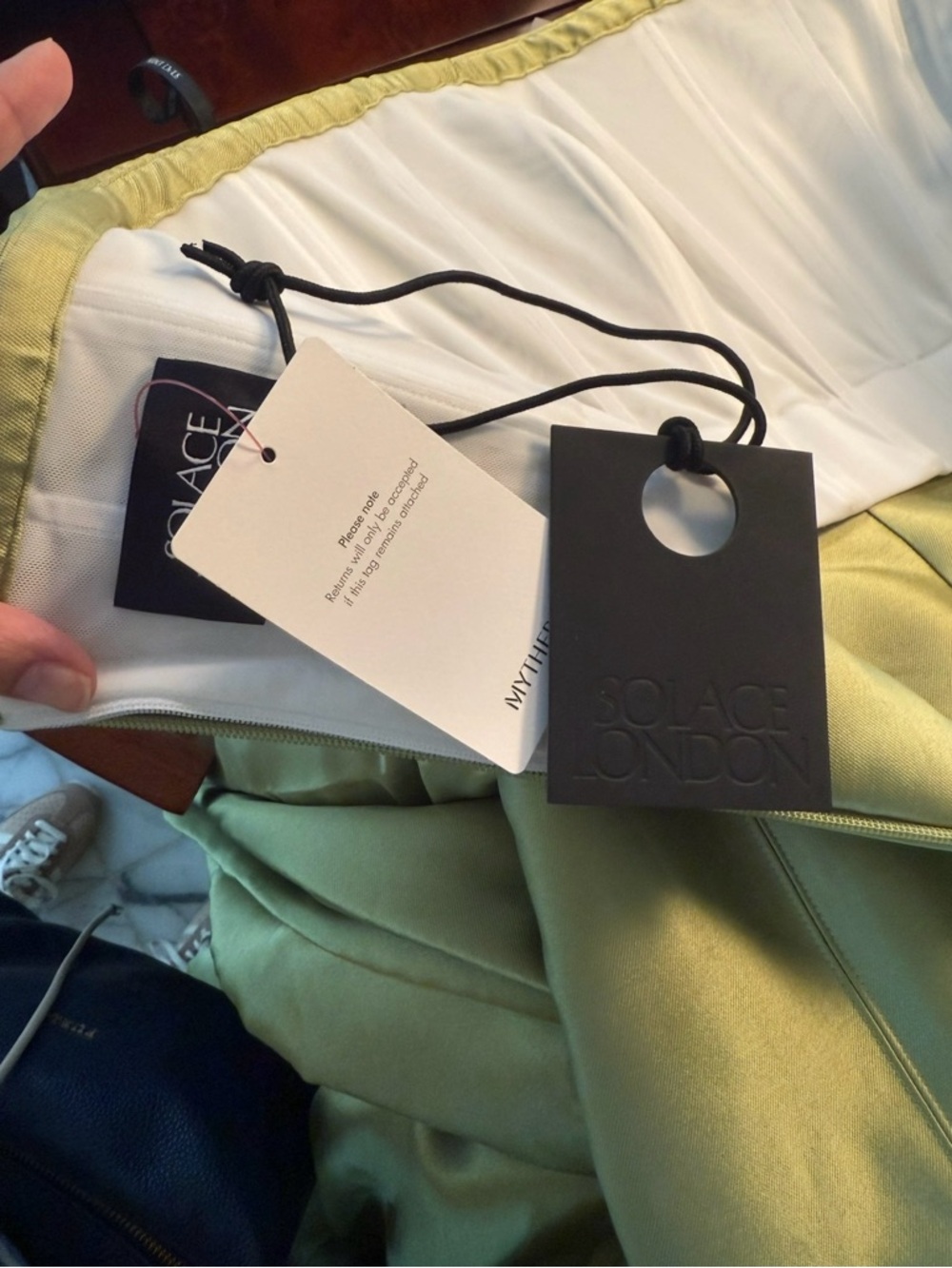 Solace London Olive Green Satin Prom Gown - Picture 5 of 5